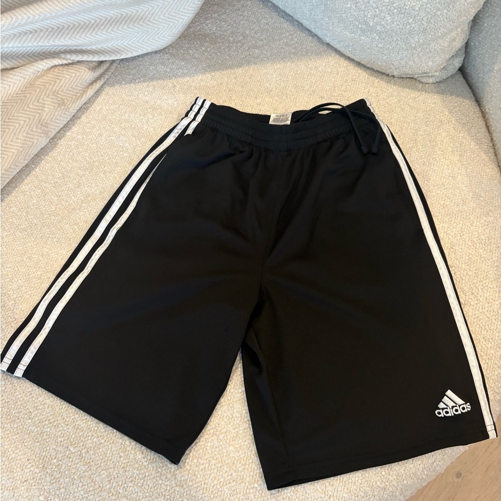 ⭐️2 for $10 OR $7each*Youth Size Large* Adidas Black Shorts with White Stripes